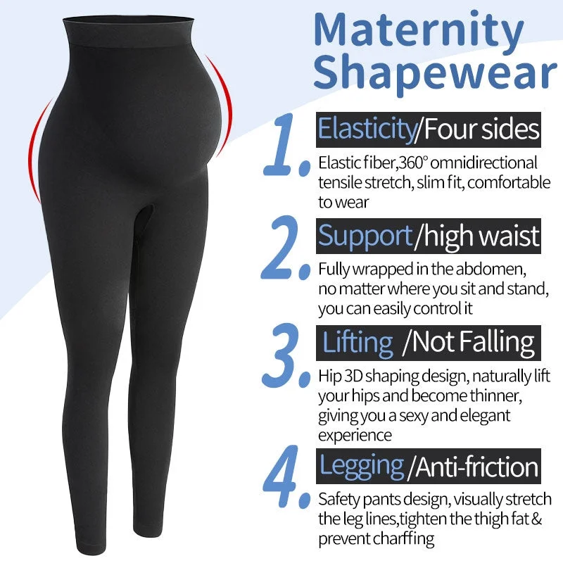 Leggings de maternidad para mujer, pantalones de cintura alta, ropa de maternidad ajustada, soporte para el vientre, ropa moldeadora de alta