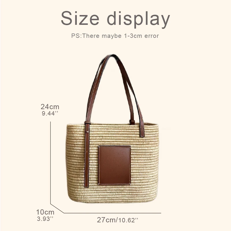 Beach Tote Bags For Women 2023 New In Handbag And Purse Luxury Designer Papyrus Weave Decoration Drawstring Closure Shoulder Bag