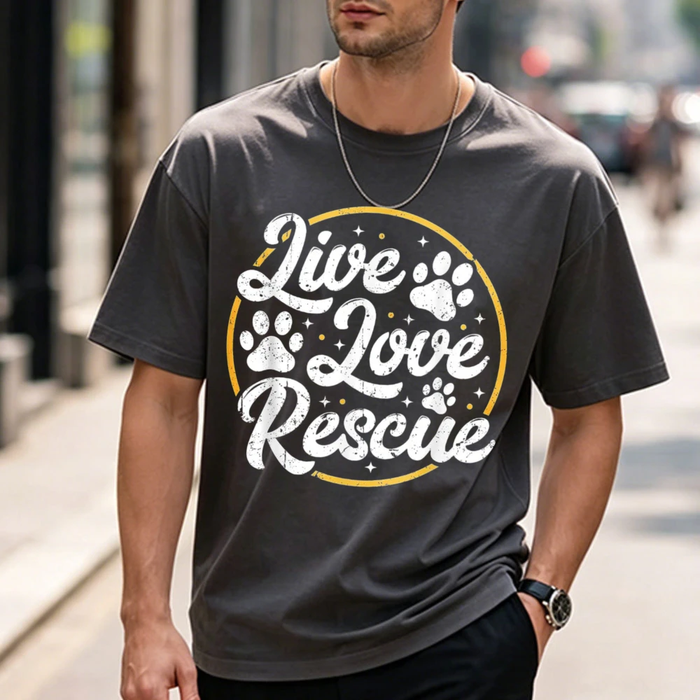 Dog Lover Adopt A Dog or Cat Cute Adoption Live Love Rescue T-Shirt Streetwear Funny Outdoors High Quality Cotton Short-sleev