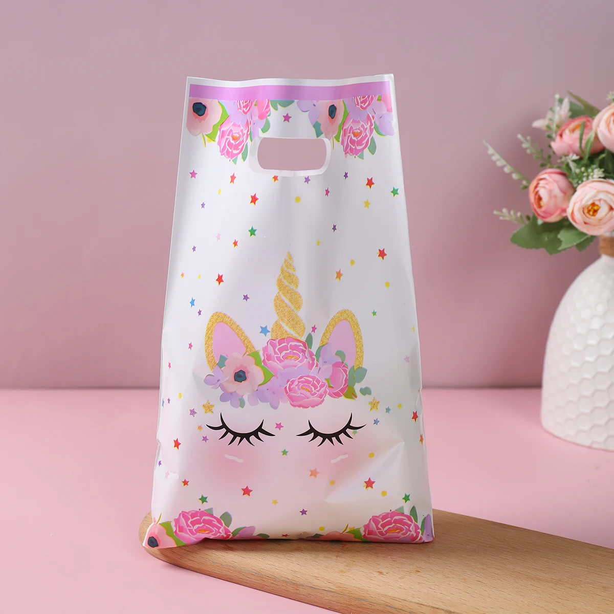 Jednorożec Plastikowa torba na prezenty Torba na cukierki Jednorożec Wesołych Urodzin Dekoracje dla dzieci Dziewczynka Urodziny Materiały na przyjęcie Ulubione Dekoracje na Baby Shower — zdjęcie 4