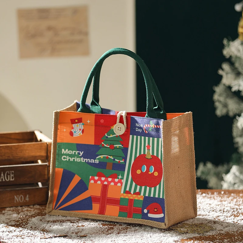 แฟชั่น Creative Christmas Eve Tote กระเป๋าน่ารักกระเป๋าขนาดใหญ่ความจุกระเป๋าถือขนาดเล็กแบบพกพาการ์ตูนพิมพ์มือถือของขวัญกระเป๋า
