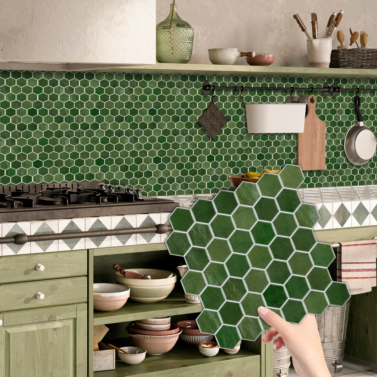 

Peel and Stick Marble Tile Stickers Self Adhesive Waterproof Wall Tiles for Kitchen Bathroom (3/6/9/12/15PCS)