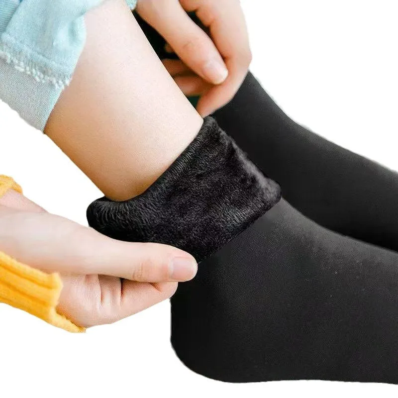 

Winter Warm Solid Women Socks Thicken Thermal Socks Wool Cashmere Black Skin Seamless Snow Sock Velvet Unisex Socks