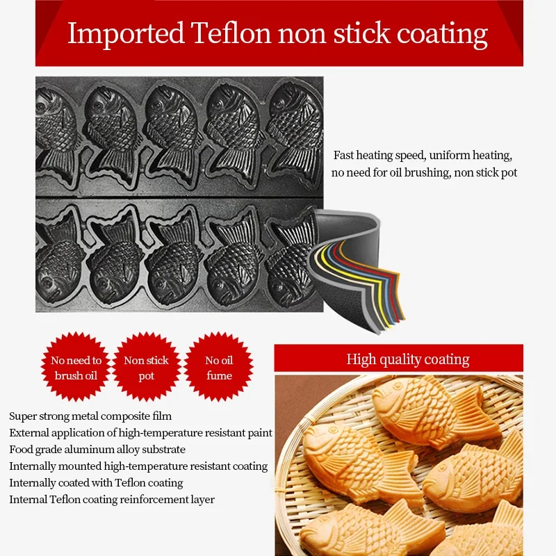 Commercial Gas Small Fish Cake Machine Fish Shaped Bread Baking Double Sided Stove Non Stick Taiyaki Muffin Cake Machine