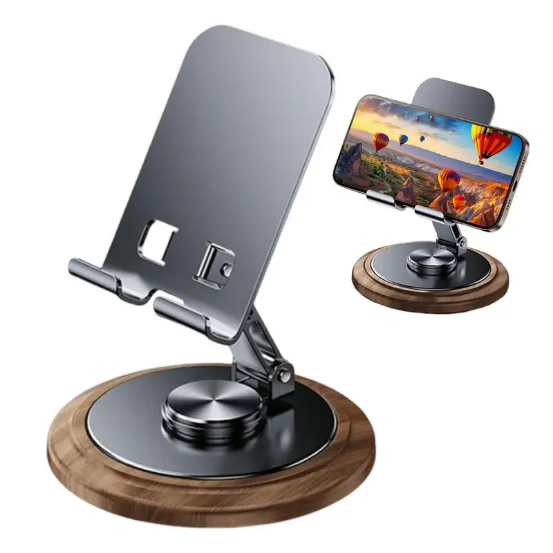 Cell Phone Stand Foldable Metal Mobile Phone Holder Office Desk Accessories 360 Degree Rotating Smartphone Desk Stand For Study