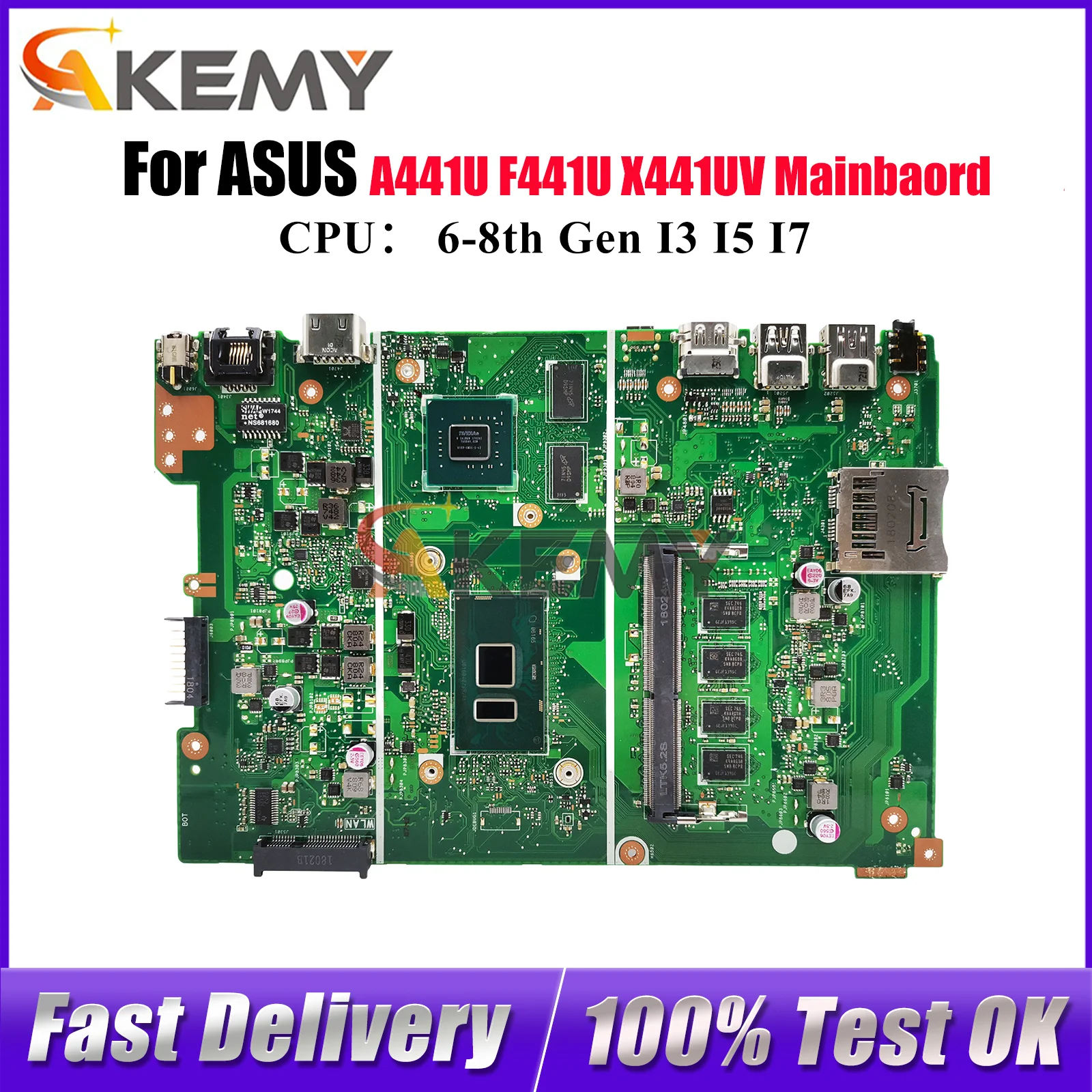 

X441UV Laptop Motherboard For ASUS X441UBR X441UVK X441UAR X441UB X441URK A441U X441UAK X441U F441U Mainboard With I3 I5 I7 CPU