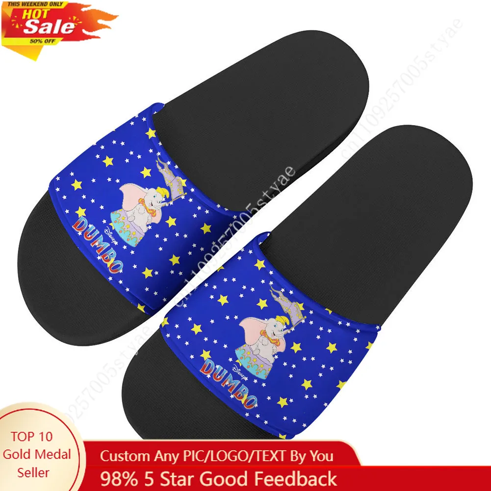 

Dumbo House Slippers Disney Cartoon Movies Decoration Sandals Design Your Photo Text Logo Holiday Gifts Custom Shoes