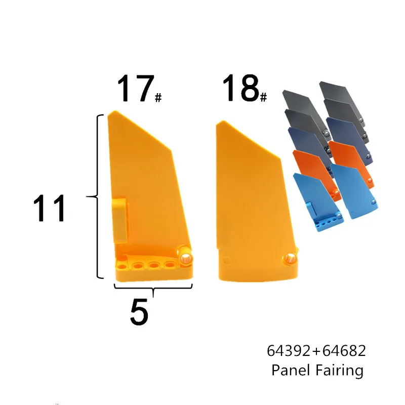 1 Pair Buildings Blocks 64392+64682 High-tech Panel Fairing Panel parts Compatible with Bulk Modular GBC MOC Set