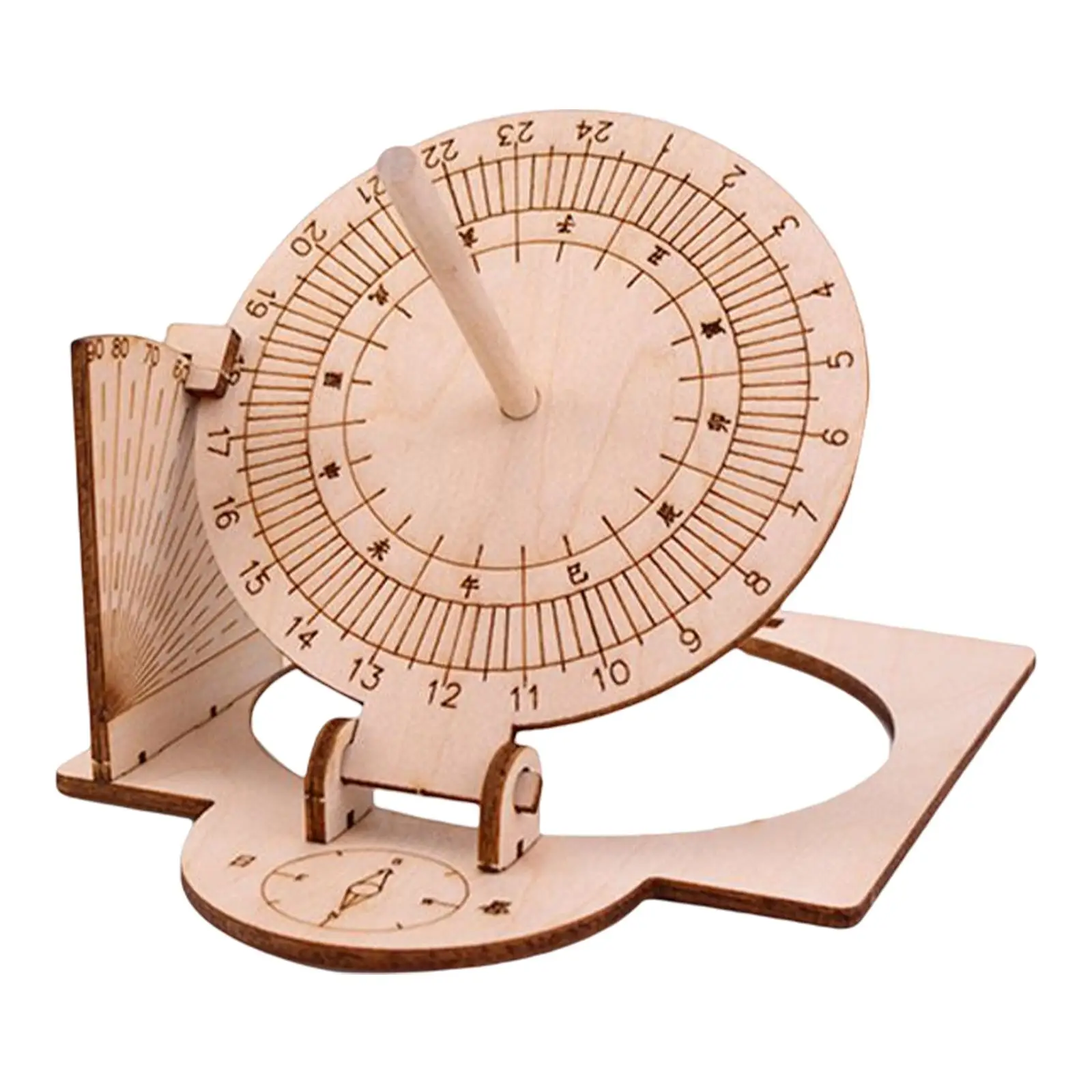 Equatorial Sundial Clock DIY Wooden Building Manual Assembly Model Premium Material