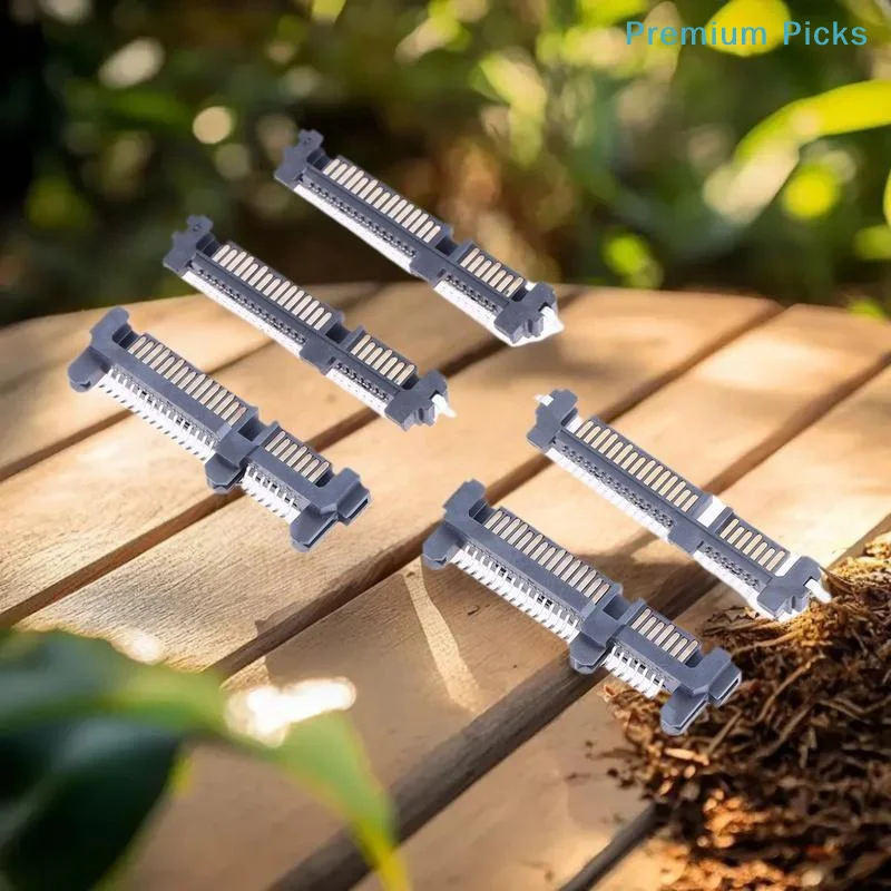5pcs SATA Interface Socket SSD Solid State Drive Seat 7+15P 22PIN Male Connector Seat Sinking Plate Patch Type Connector Port