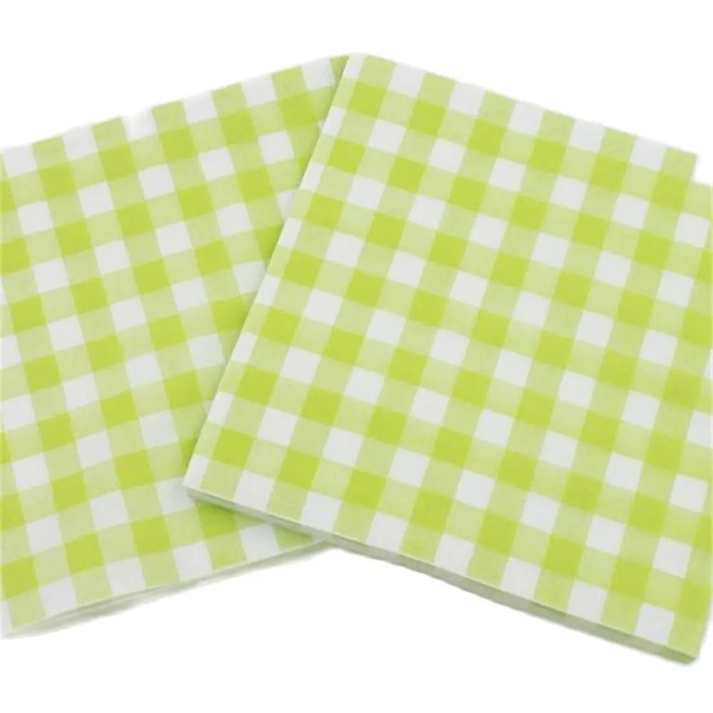 33*33cm 20pcs/lot Plaid Napkins Paper Decoupgae Table Servilletas 8 Colors Optional Tissues Birthday Wedding Party Decoration