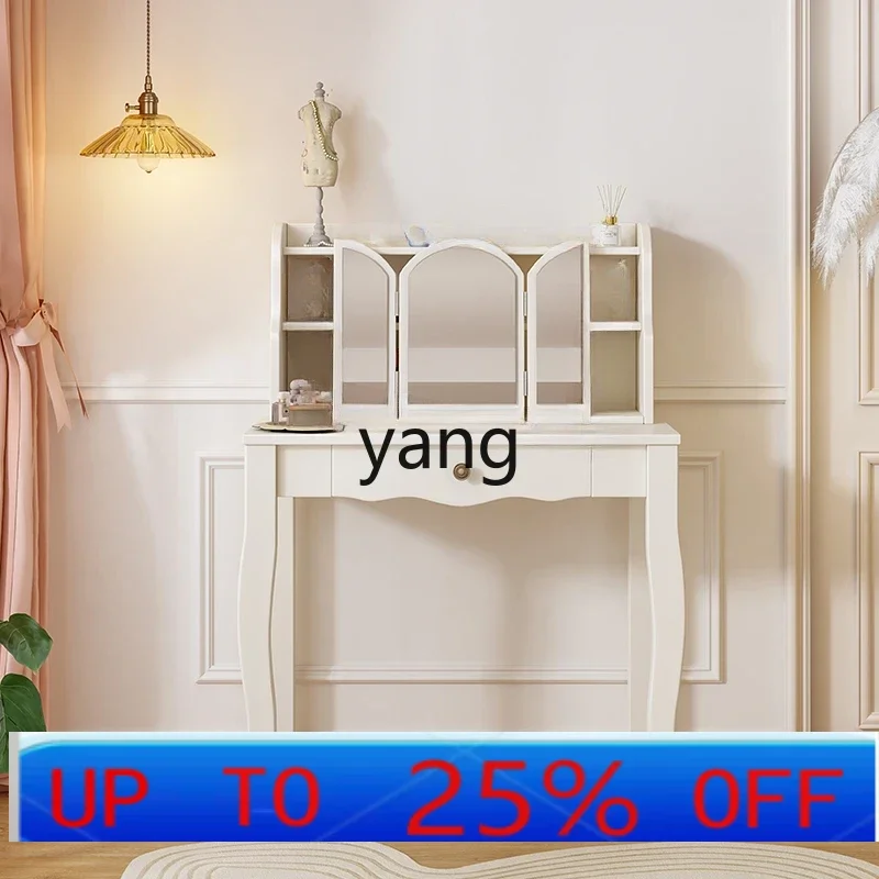 LH type white solid wood dresser, bedroom cream wind makeup table, storage cabinet integrated