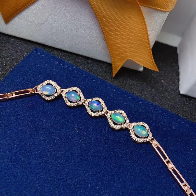 

Новое поступление, браслеты из стерлингового серебра 925 пробы 4x6 мм с натуральным опалом и драгоценными камнями для женщин, ювелирные украшения для помолвки и вечеринки