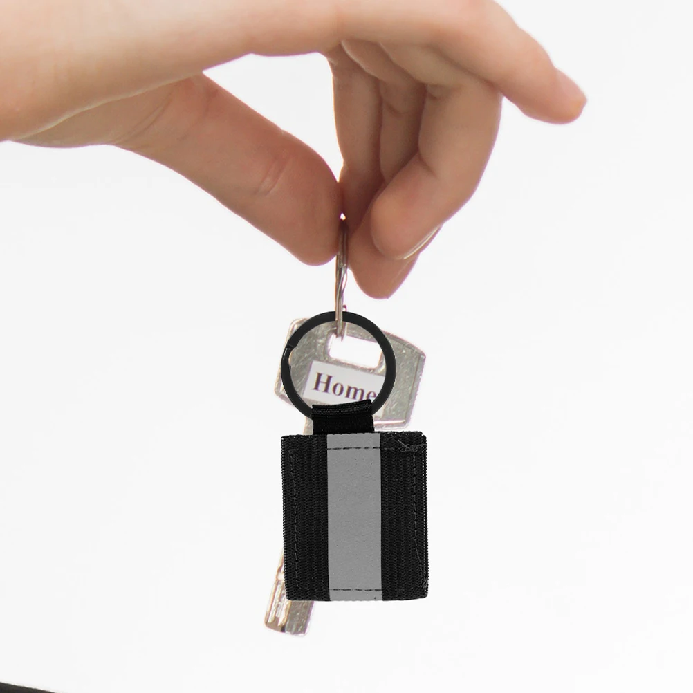 

10pcs Reflective Keychain High Visibility Square Black Doublesided Pendants for Backpack Camping Hiking Accessories
