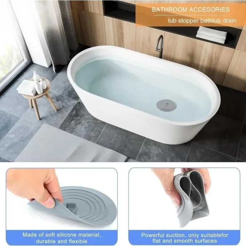 4 Inches Large Silicone Drain Plug Hair Stopper Flat Suction Cover Tub Stopper Leakage-proof Drain Cover Bathroom Accessories