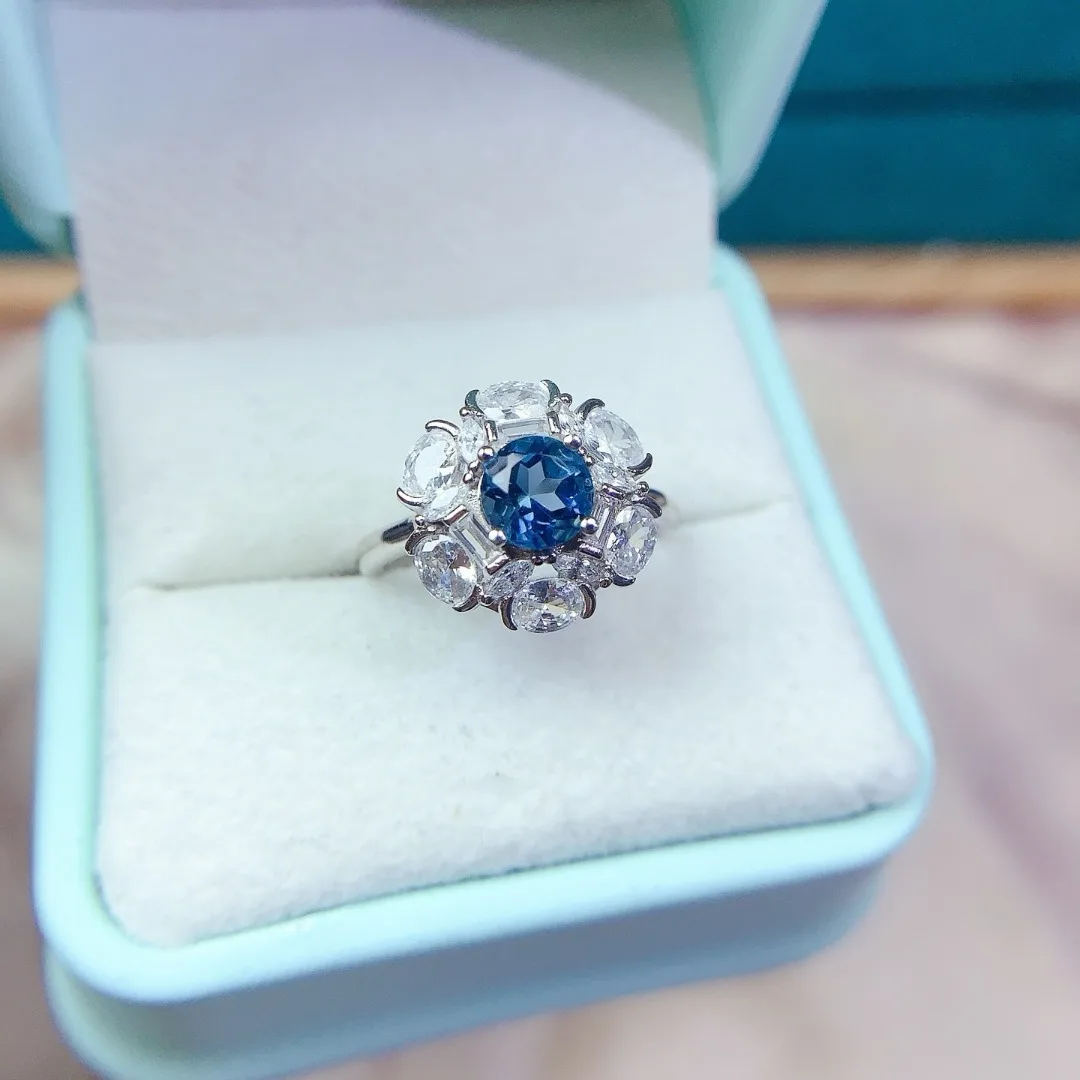 

Exquisite Natural Topaz S925 Sterling Silver Ring Luxury Women Jewelry with Dazzling Gemstone Jewelry Designer Design