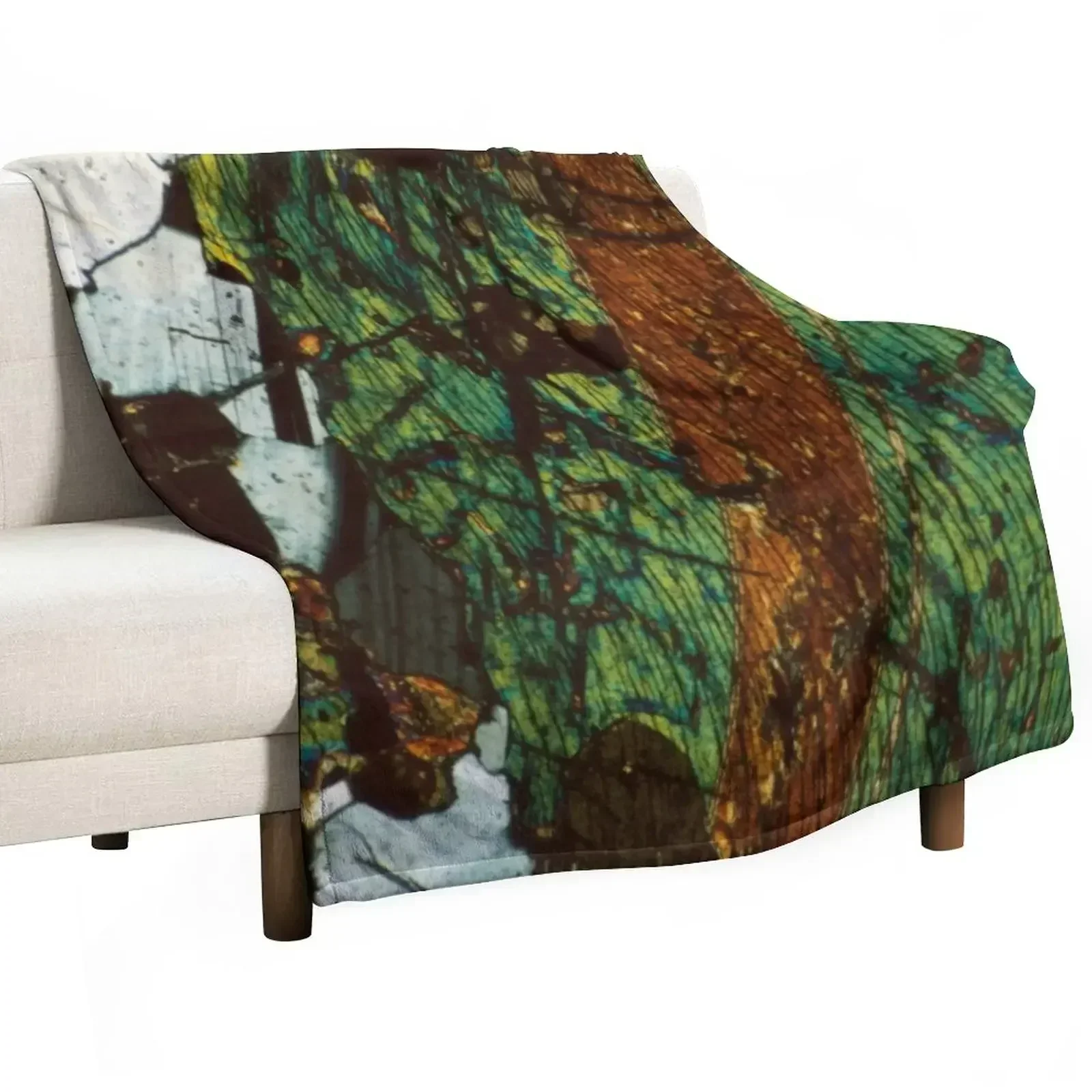 Twinned Pyroxene and Feldspar Thin Section Mineral Art for the Rockhound Throw Blanket Cute Plaid for winter Blankets