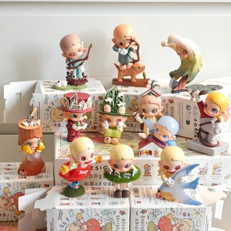 Genuíno popmart zsiga para pessoas andando ao longo da linha série de estatuetas caixa cega brinquedos ornamentos de mesa caixa mistério presentes