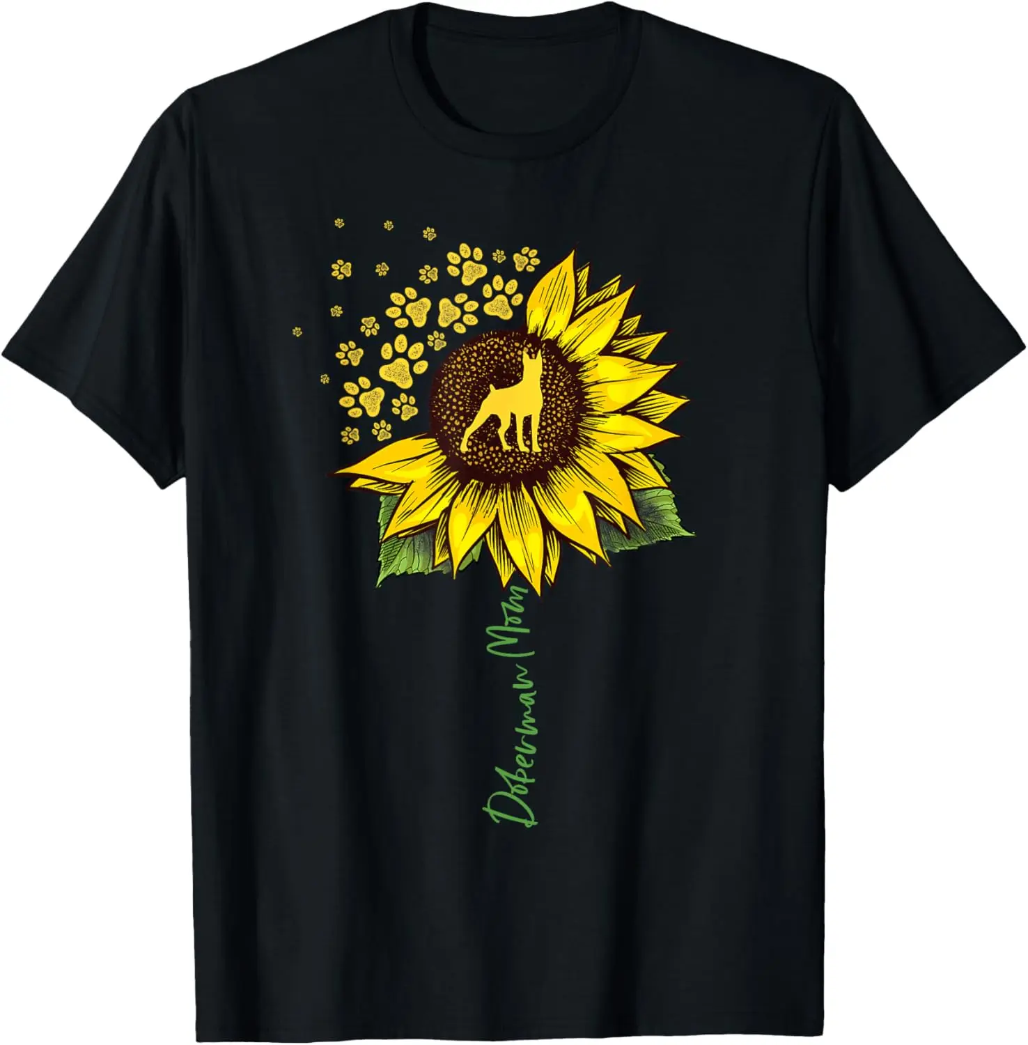 Doberman Mom Sunflower Doberman Pinscher Gifts Dog Mom Mama T-Shirt