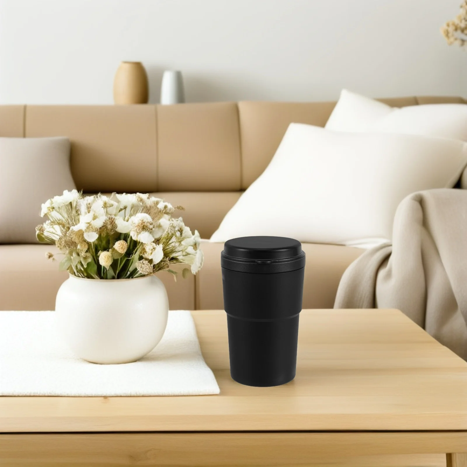 منفضة سجائر السيارة Pbt Abs مادة سعة كبيرة لمنع الرائحة تصميم أنيق للاستخدام المنزلي في السيارة سجائر متعددة الوظائف