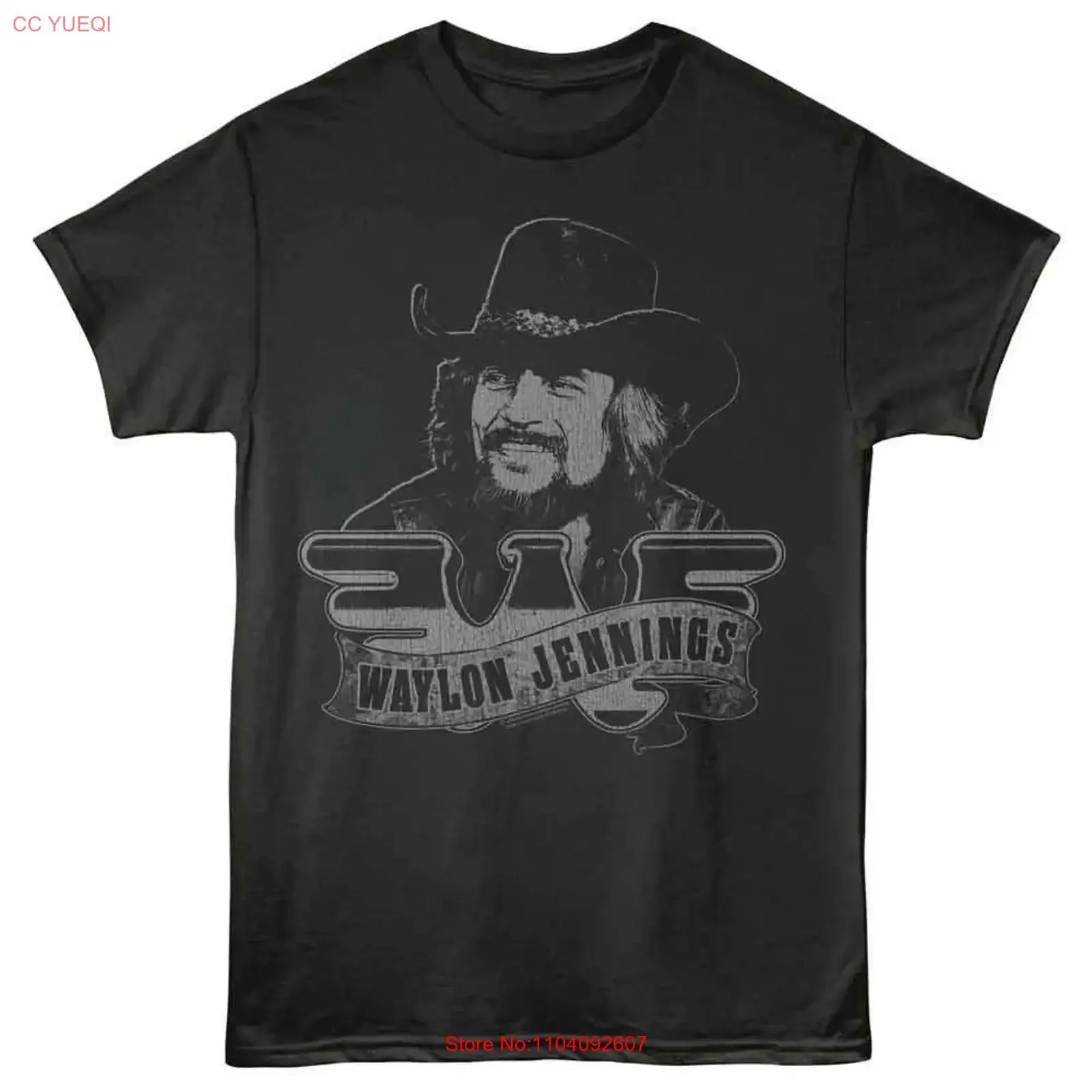 Waylon Jennings Portrait and Logo Smoke T Shirt vintage Washed Casual fashion Top For Everyday Wear Soft Stylish Slightly