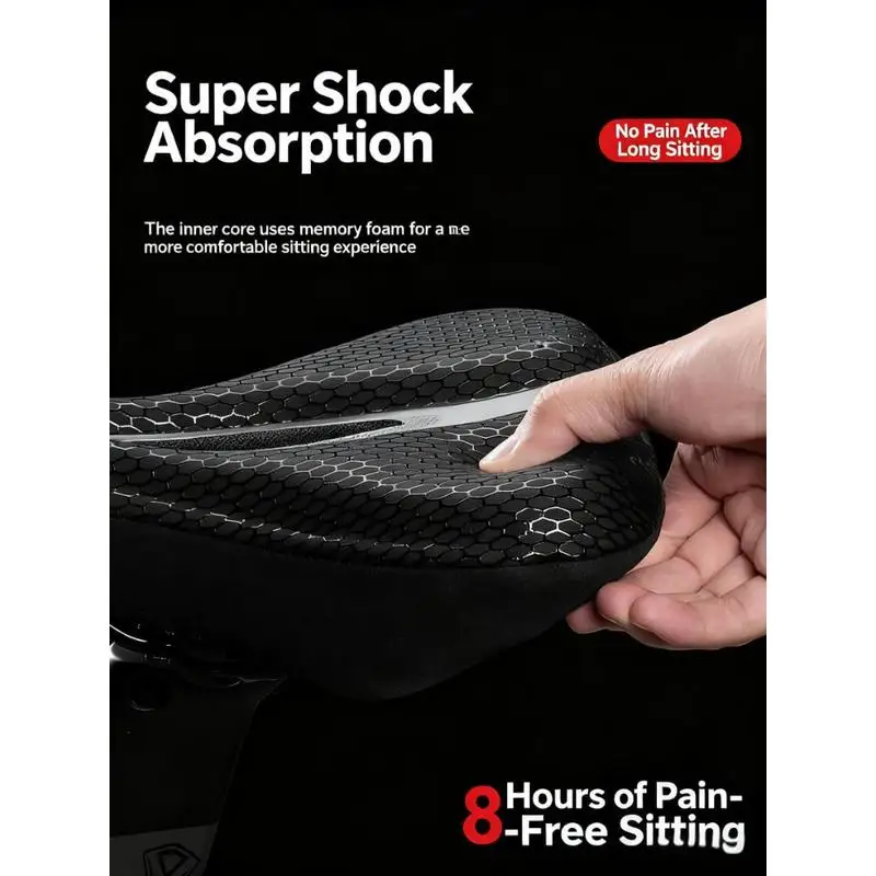 Funda transpirable para asiento de bicicleta, almohadilla de silicona en forma de panal, cojín a prueba de golpes de espuma viscoelástica, instalación rápida, Universal para bicicletas MTB/carreteras