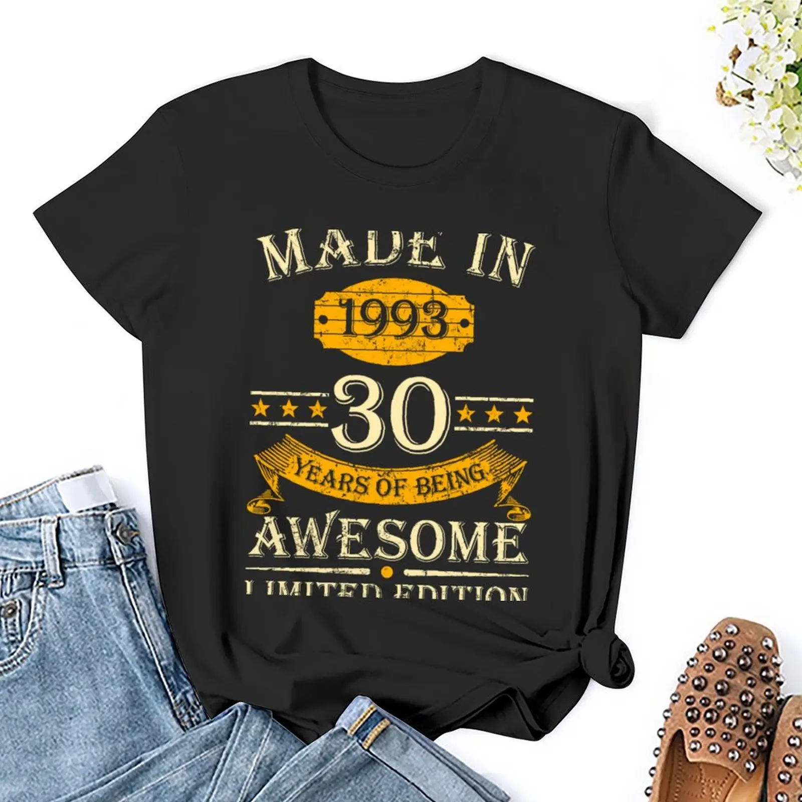 Made in 1993. 30 years of being awesome. Black edition T-Shirt vintage summer clothes Woman fashion