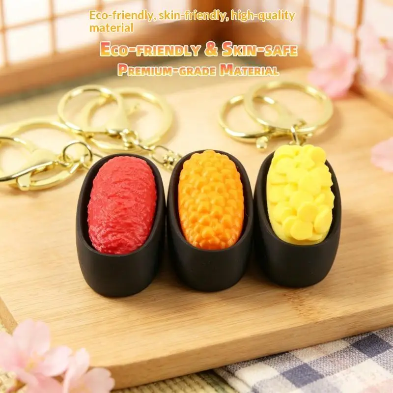 3D-gedruckter simulierter Sushi-Schlüsselanhänger, niedliches Design, perfekte Taschendekoration, Geschenk, Autoanhänger-Zubehör, Stressabbau-Spielzeug – Detail 2