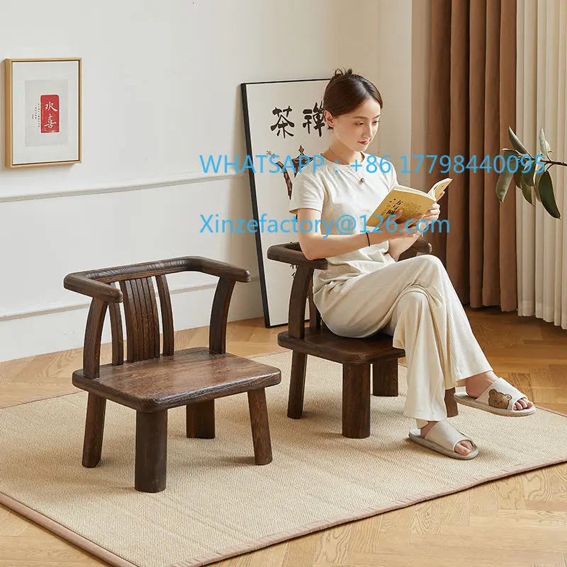 Customizable Small chair with armrest back stool tatami armchair low stool coffee table bay window table casual chair