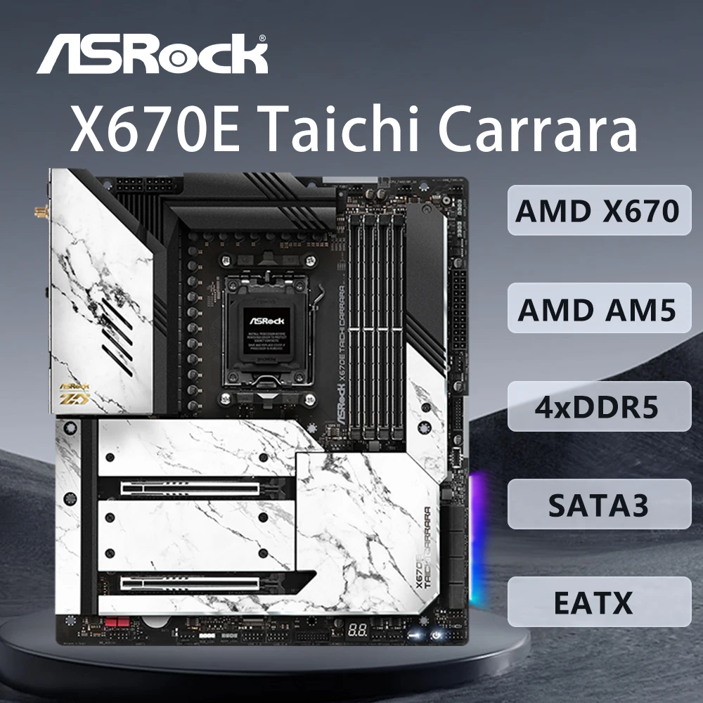 ASRock X670E TAICHI CARRARA マザーボード AMD X670 対応 9900X 8400F 7800X3D 7700 7500F CPU AM5 4xDDR5 7800 MHz HDMI 4xM.2 EATX