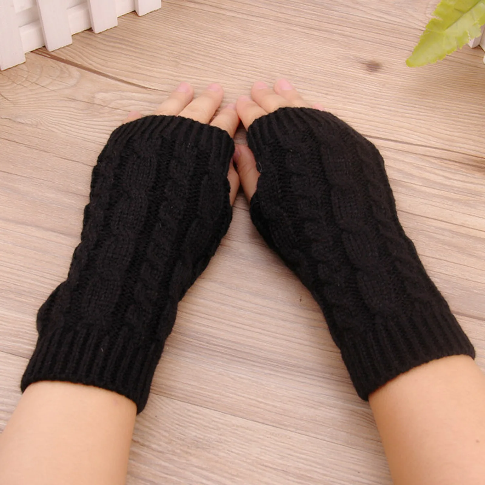 

2024 Fashion Knitting Faux Wool Mitten Warm Fingerless Glove Gants Femme women gloves New Women Hand Warmer Winter Gloves