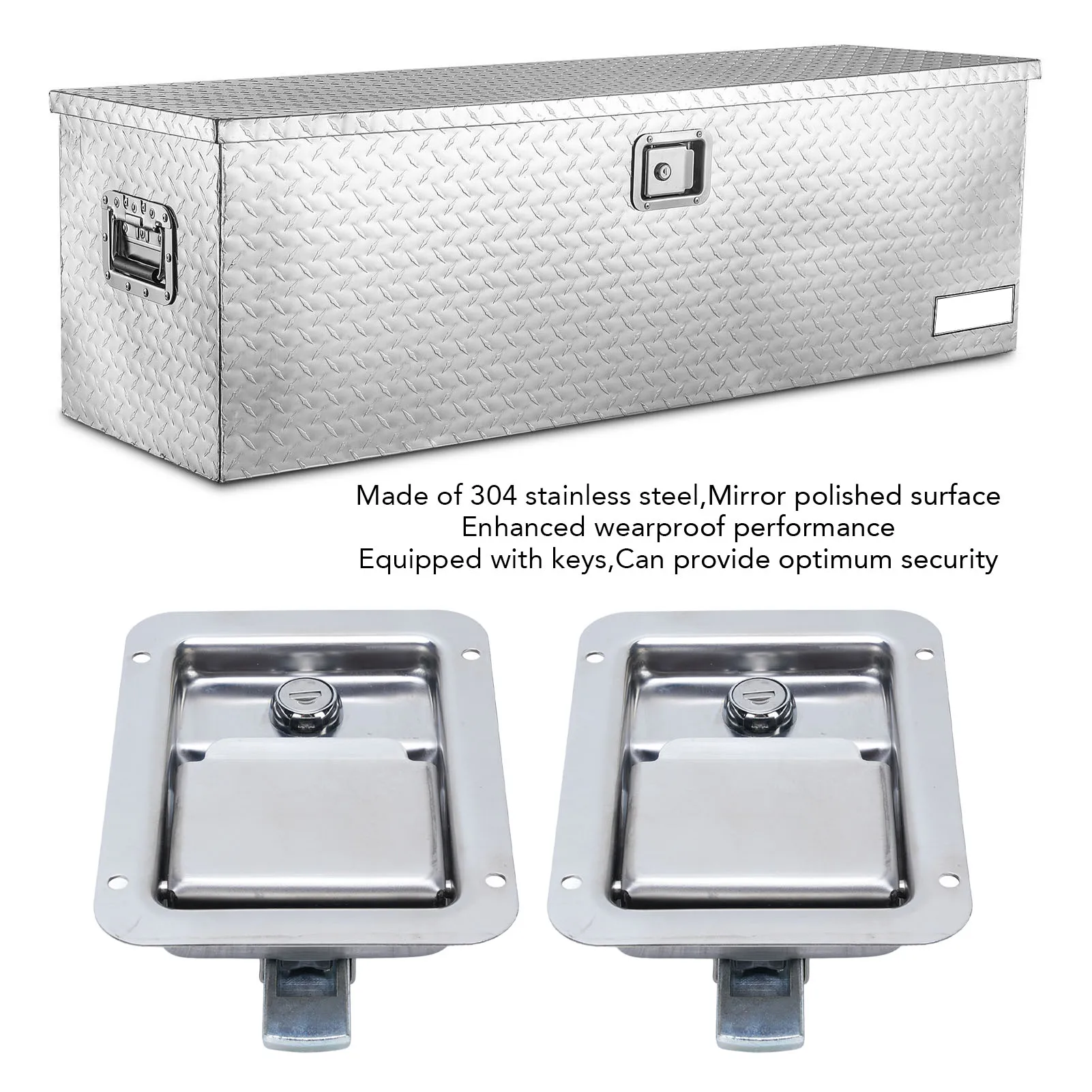 Toolbox Handle  140 X 108mm Enhanced Safety Truck Tool Box Lock Waterproofing 304 Stainless Steel with Keys for Motorhome