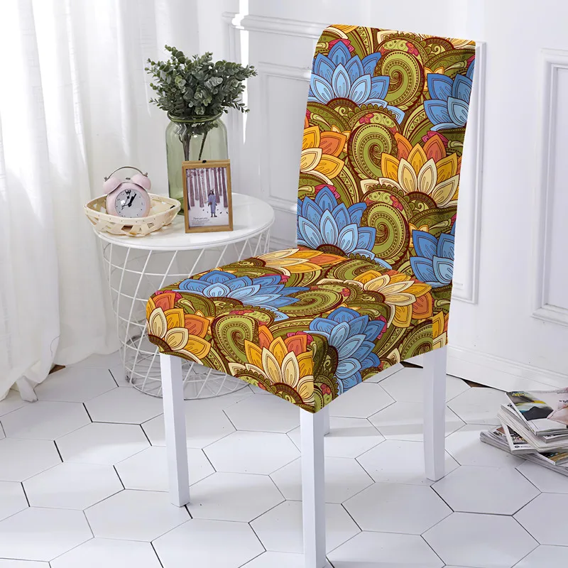 Boho Style Elastic Chair Covers Universal Size Anti-dirty Stretch Mandala Armless Seat Cover Drop Shipping