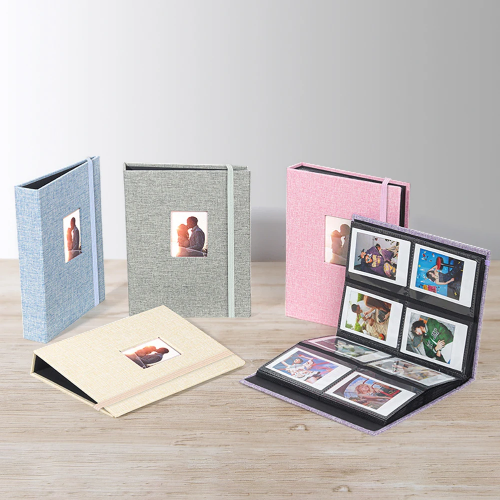 3-inch Picture Storage Photocard Holder Cotton Hemp Mini Instant Picture Album Waterproof Strap Design for Photo Business Card