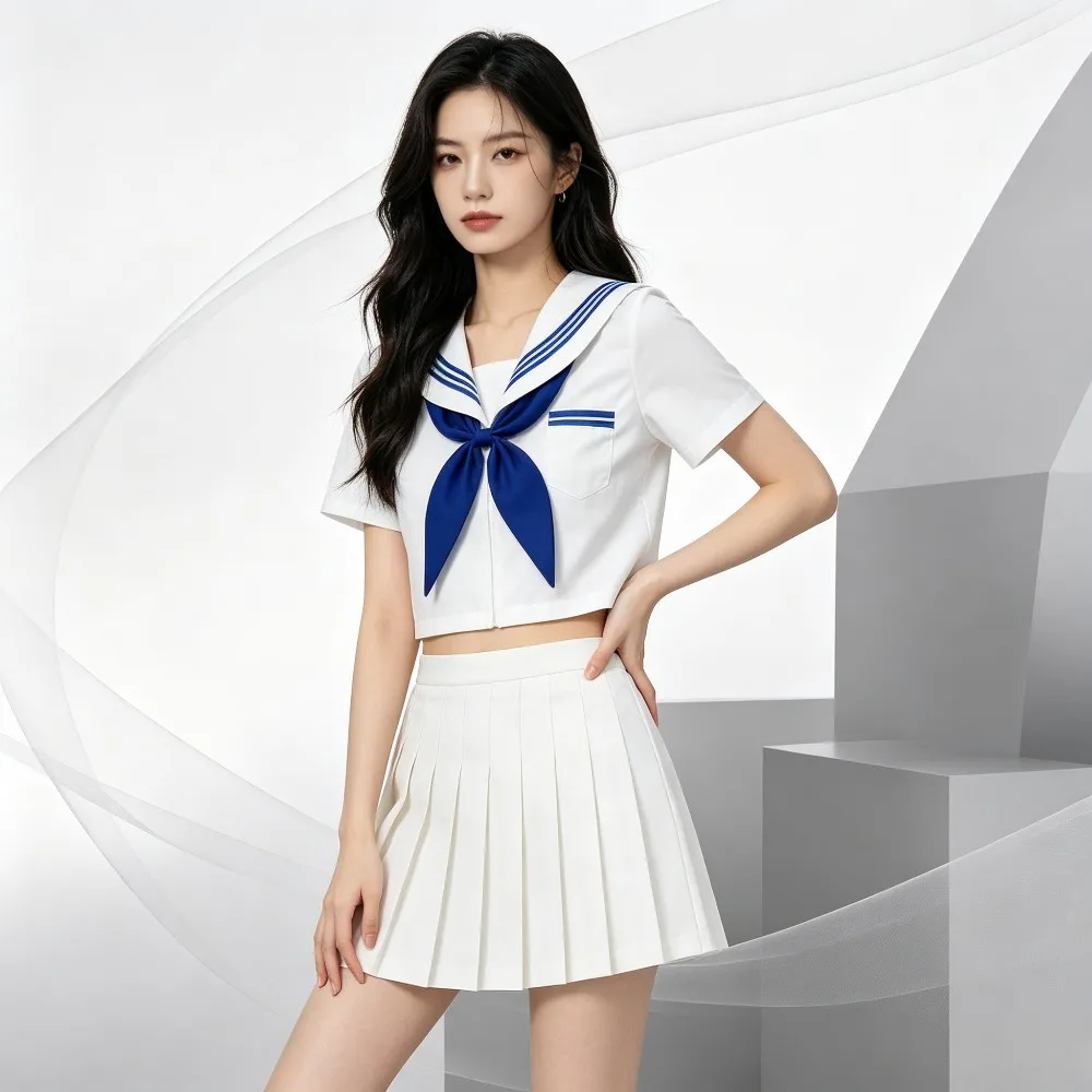 JK Uniform Japanese Three Line Sailor Suit Academy Style Versatile School Uniform For Student Campus Theme Halloween Cosplay
