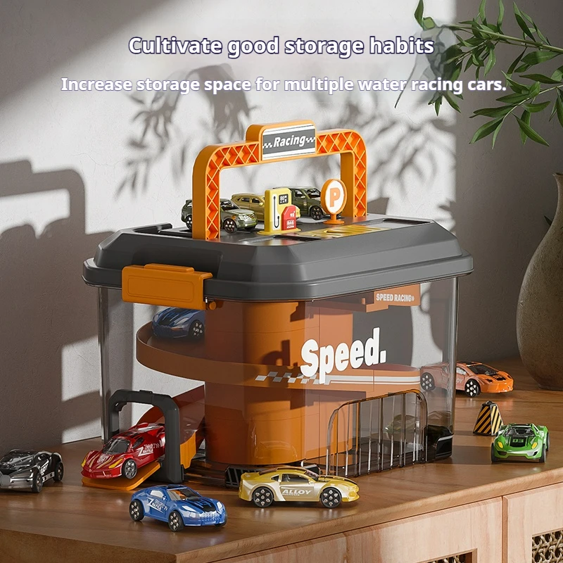 Children's Track Toy Car with Storage Box&Map Alloy Car Parking Lot Assembly Racing Rail Car Toy Kids Educational Toys Boy Gifts