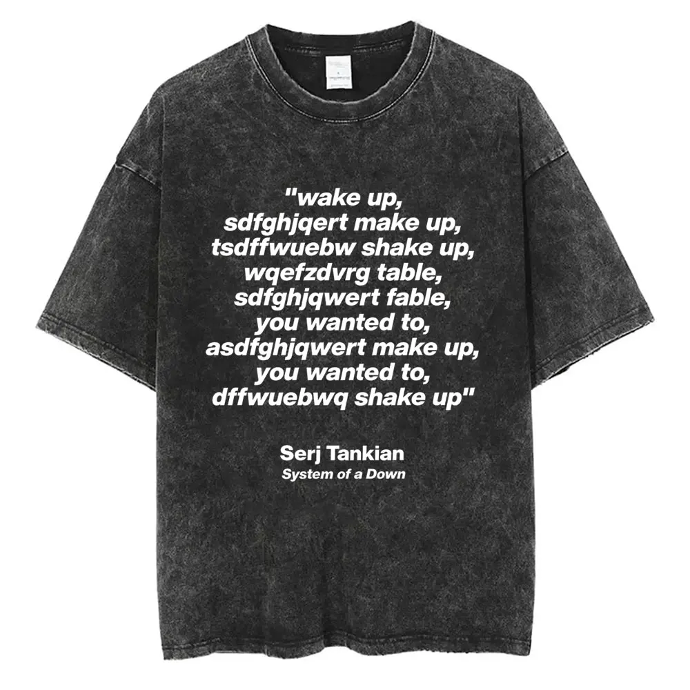 

Washed Vintage System of A Down Chop Suey English Letter Print T-shirt Men Rock Oversized T Shirt 90s Alternative Metal T-shirts