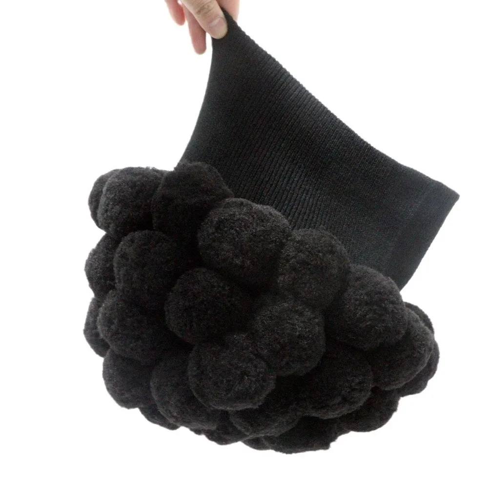 Stylish Knitted Broccoli Hat Warm Lining Brimless Vegetable Beanie Cap Pompom Decoration Breathable Novelty Headgear for Party