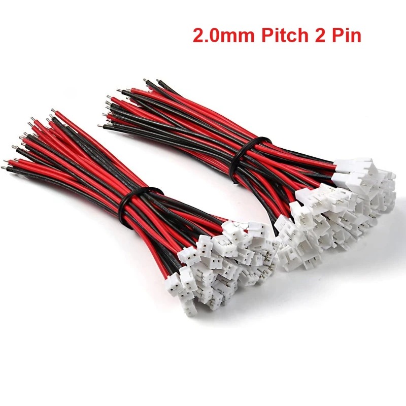 JST PH 2.0mm Pitch 2 Pin 10CM Male Female Cable Connector Micro PH 2.0 2P Plug Jack Socket Terminal Wire Cables Connectors 26AWG