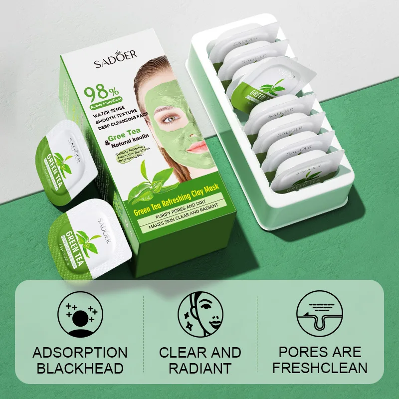 24pcs Matcha Rose Turmeric Mud Face Masks Clay Mask Deep Cleaning Blackhead Remove Moisturizing Oil Control Cream Mask Skin Care