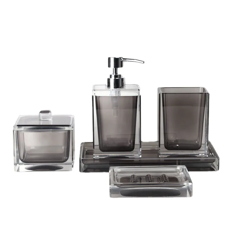European-style resin lotion bottles, toothbrush cups, cotton swab jars and soap dishes for bathrooms