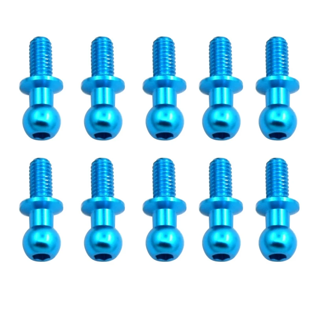 10Pcs M3 Metal Hex Ball Head Screws for Tamiya TT01 TT02 Sakura D5 1/10 RC Drift Car Spare Parts Universal,Blue