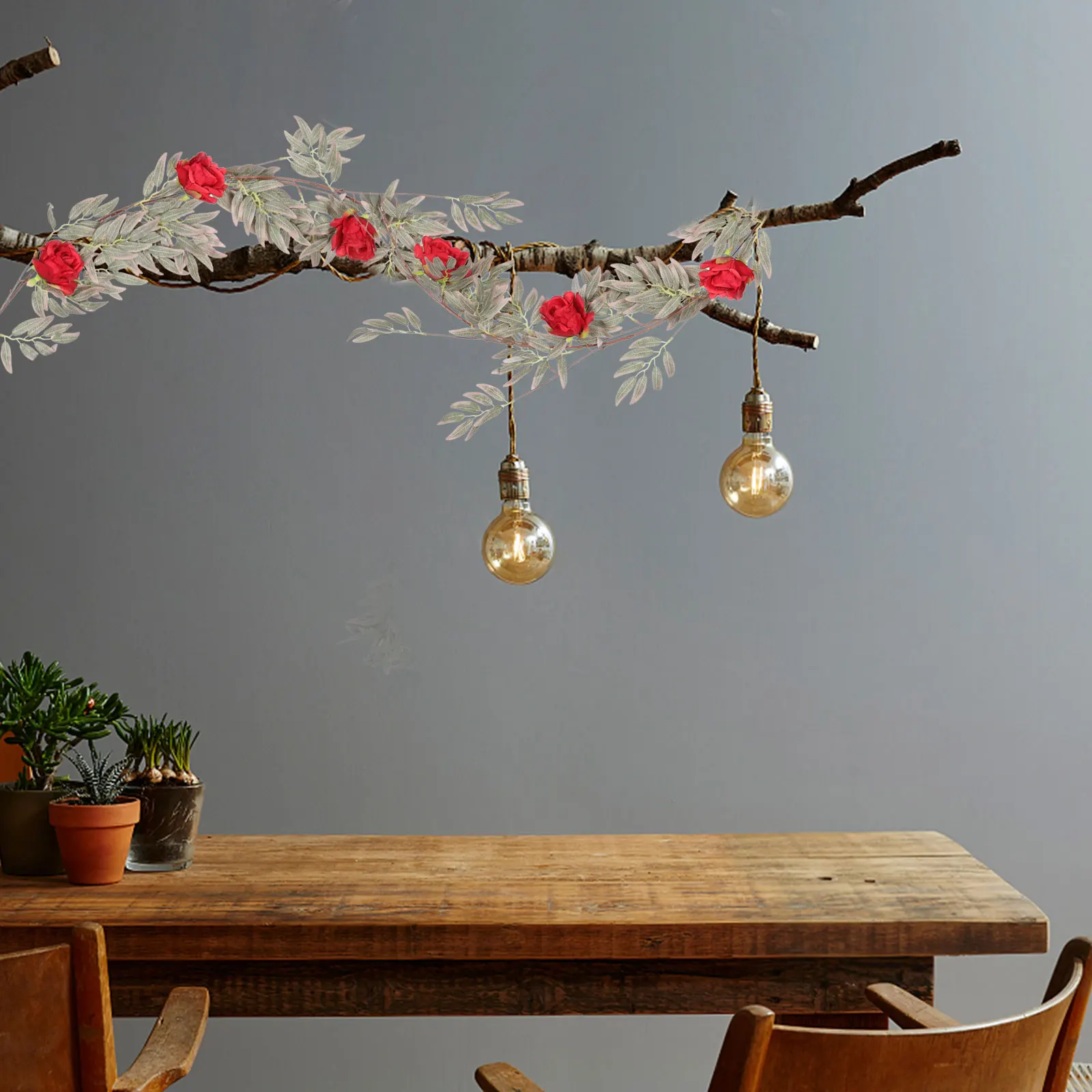 

Artificial Willow Rattan Vines 170cm Green Hanging Decor Rose Artificial Flower Wreath Accessory Simulation Leaf Branch