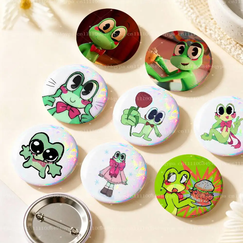 R-Ribbit Frog Pin Buttons Round Badge for Clothes Bags Hats Pins Accessories Backpacks Tote Bags Unisex Outfit Decor