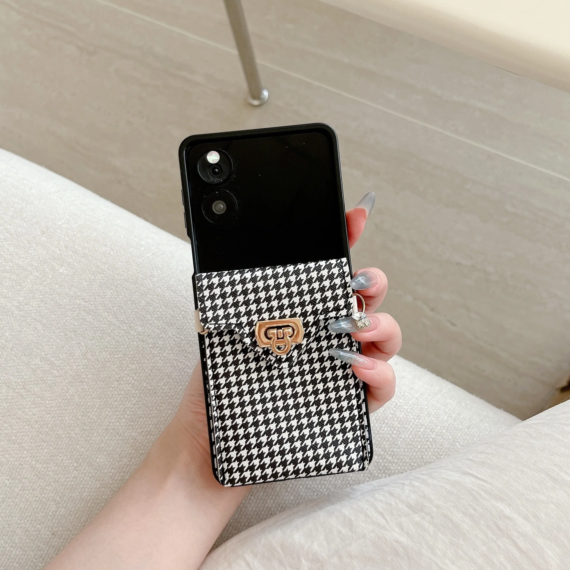 

Card Holder Shoulder Strap Phone Case for Samsung Galaxy Z Flip 7 6 5 4 Protective Back Cover for ZFlip6 ZFlip7 Case Shell
