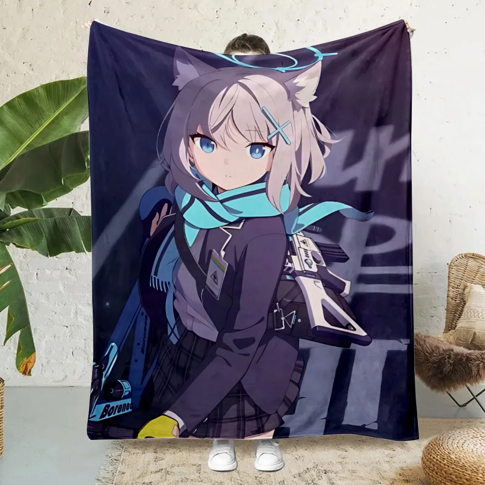 New Anime Girl Shiroko Blue Archive Printed Picnic Blankets Warm Blanket Soft and Comfortable Blanket Home Travel Birthday Gift