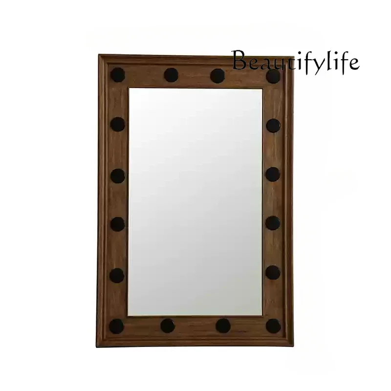 Medieval style try-on mirror solid wood decorative mirror niche clothing store homestay floor decoration ornament