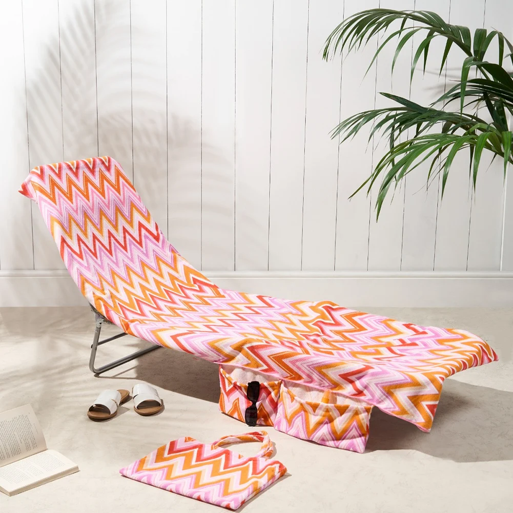 Lounge Chair Towel Cover,2-In-1 Beach Chair Cover Handbag,Super Absorbent And Soft Foldable Beach Chair Cover,for Beach/Hotels