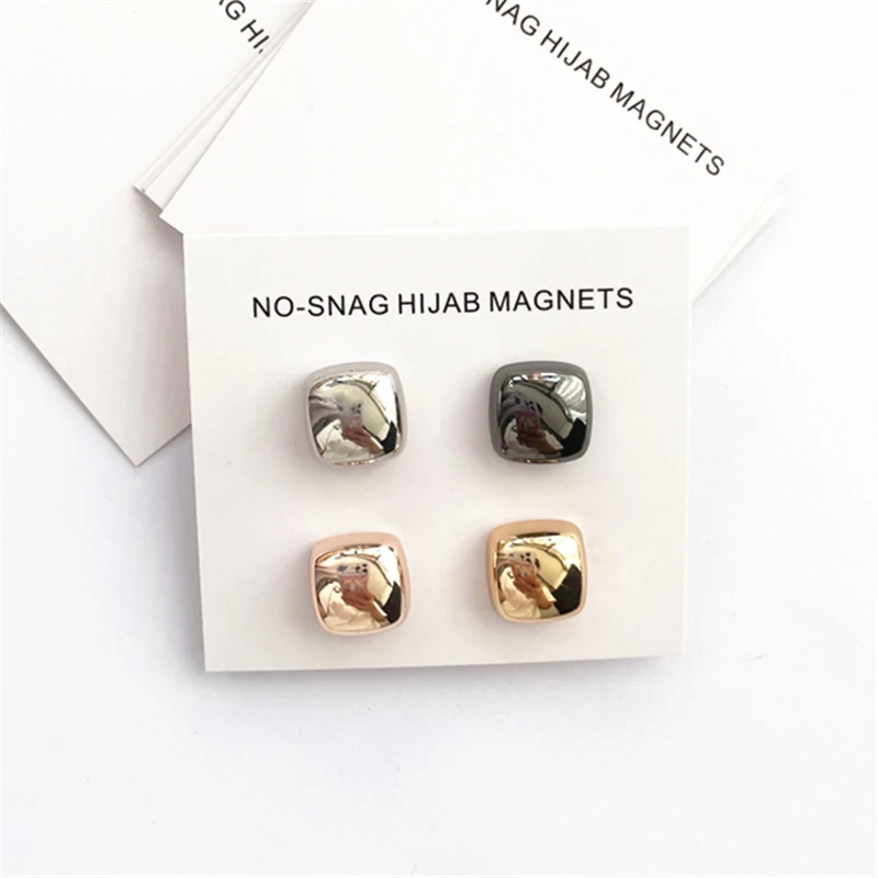 10mm Hijab Scarf Cube Brooch Strong Metal Magnetic Hijab Clip Accessories No Hole Pins Square Brooches Muslim Magnet Buckle