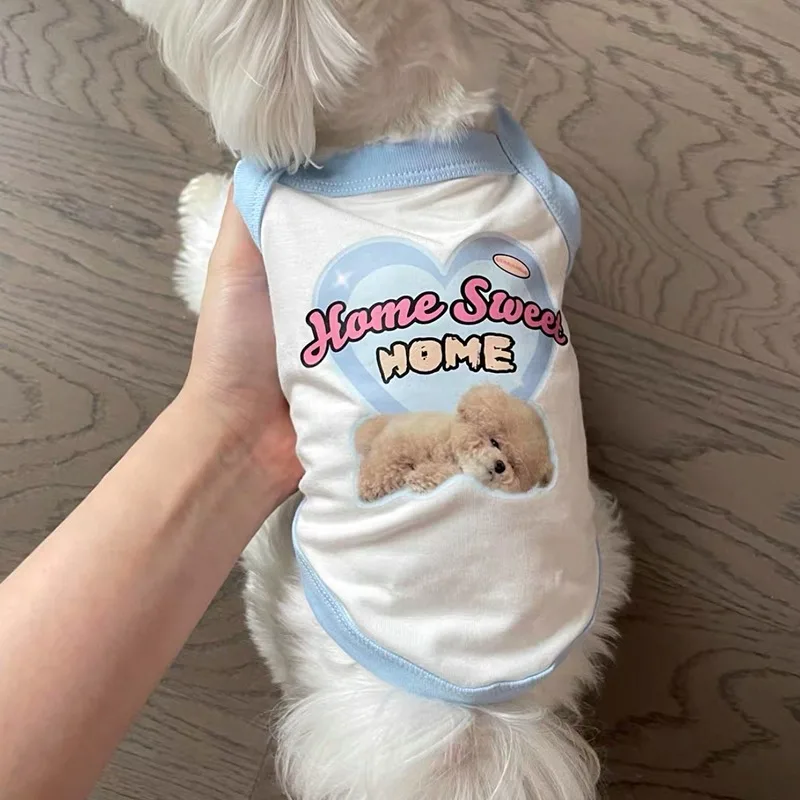 

Maltese Sling Puppy Summer Thin Clothes Letter Print Dog Vest Bichon Frise Cartoon Pullover Soft T-Shirt Pet Supplies
